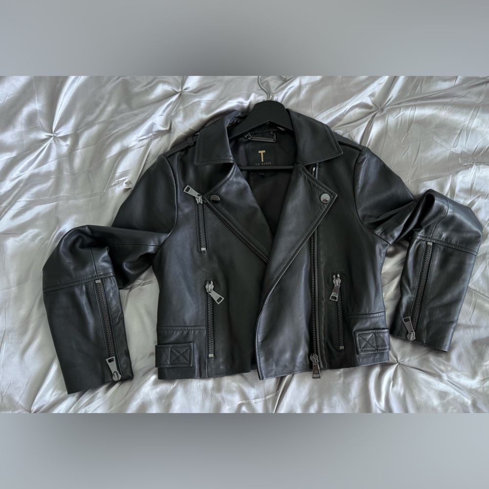 Ted Baker Black Leather moto Jacket